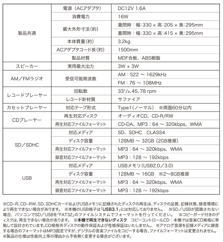 Bearmax 多機能レコードプレーヤー
